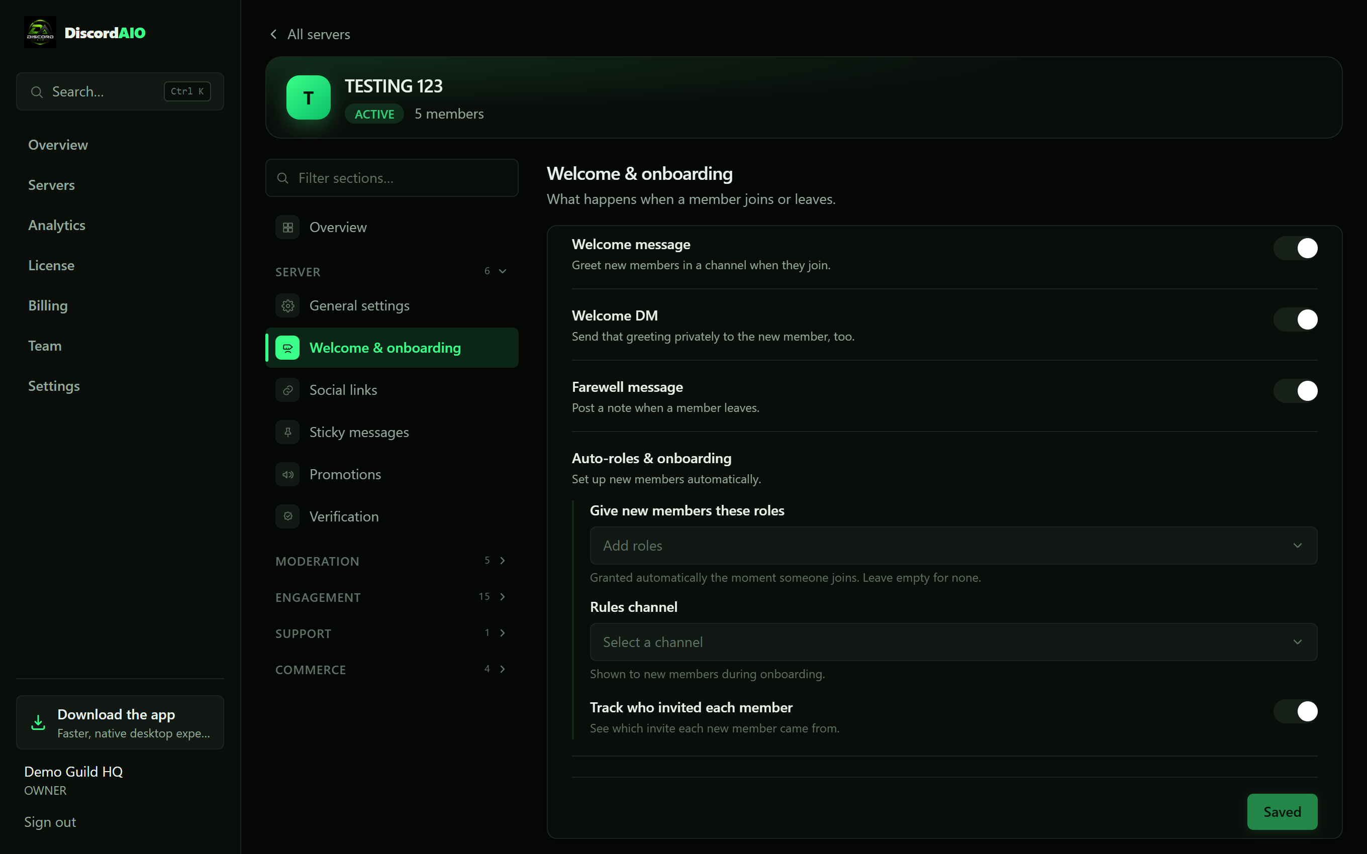 Welcome & onboarding in the DiscordAIO desktop app